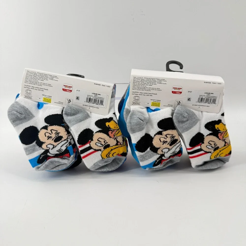 Disney Toddler 2T-3T Ankle Socks Multicolor Mickey Mouse 20 Pair Pack NWT Bulk